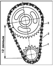 На переднюю цапфу коленчатого вала установлена ведущая звездочка цепи привода