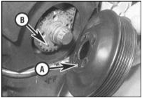 9. Установите шкив ремня привода вспомогательных агрегатов на зубчатое колесо