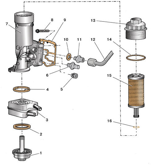 Детали масляного фильтра дизельного двигателя