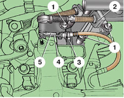 Крепления кронштейна тросов привода коробки передач типа 02Т