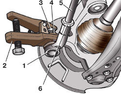 Выпрессовка пальца шарового шарнира наконечника рулевой тяги