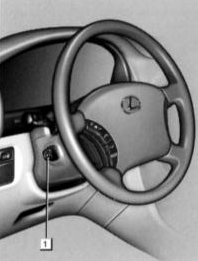 Рукоятка регулятора положения рулевого колеса на модели Lexus LX 470